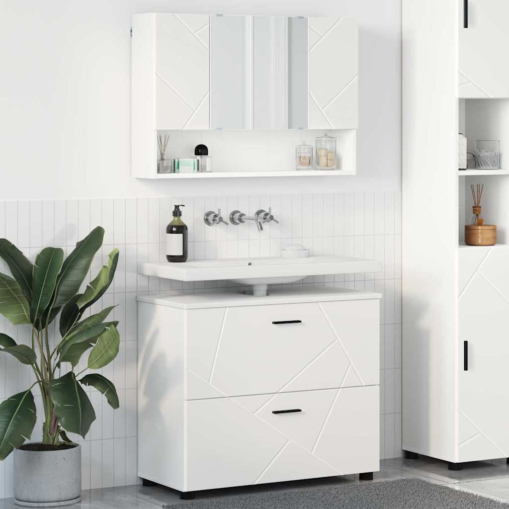 Badkamermeubelset met lade 2 pcs Wit Geperst Hout en Metaal is nu te koop bij PeponiXL, paradijselijk wonen!