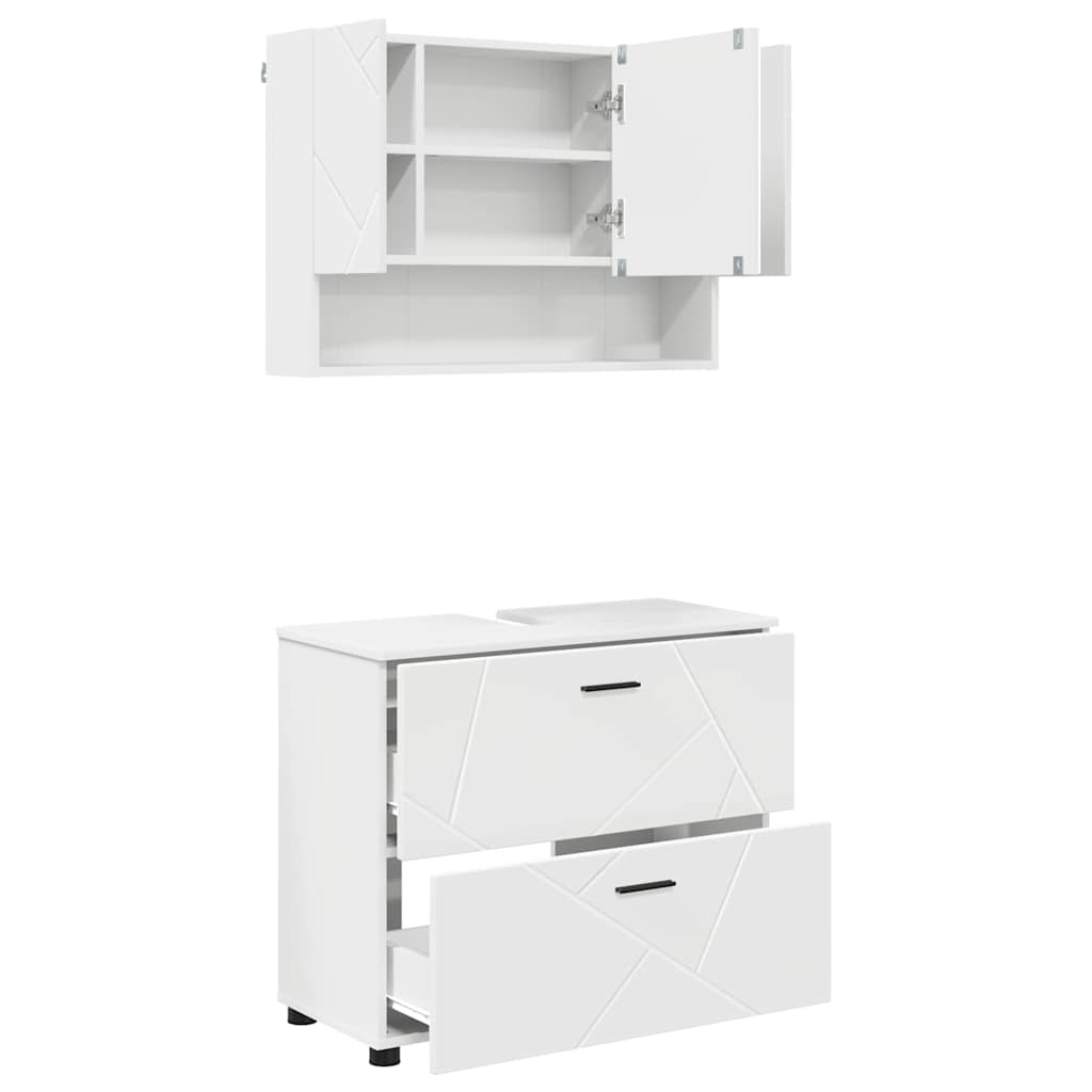 Badkamermeubelset met lade 2 pcs Wit Geperst Hout en Metaal is nu te koop bij PeponiXL, paradijselijk wonen!