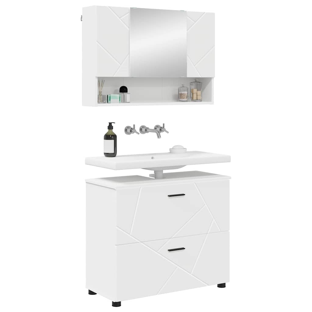 Badkamermeubelset met lade 2 pcs Wit Geperst Hout en Metaal is nu te koop bij PeponiXL, paradijselijk wonen!