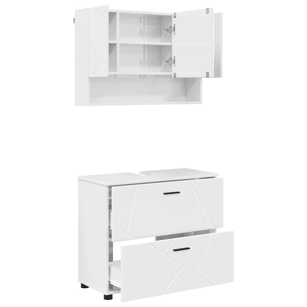 Badkamermeubelset 2 pcs Hoogglans wit Geperst Hout en Metaal is nu te koop bij PeponiXL, paradijselijk wonen!