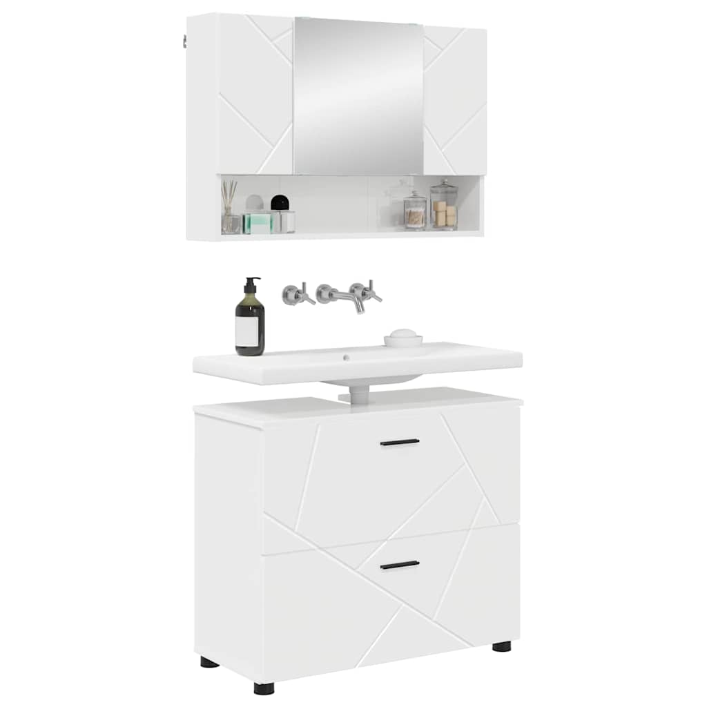 Badkamermeubelset 2 pcs Hoogglans wit Geperst Hout en Metaal is nu te koop bij PeponiXL, paradijselijk wonen!