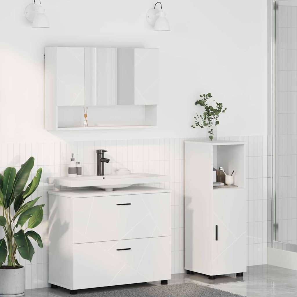Badkamermeubelset met lade 3 pcs Wit Bewerkt hout en metaal is nu te koop bij PeponiXL, paradijselijk wonen!