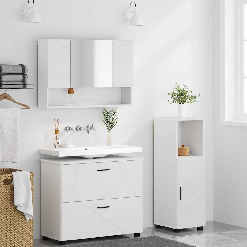 Badkamermeubelset met lade 3 pcs Wit Bewerkt hout en metaal is nu te koop bij PeponiXL, paradijselijk wonen!
