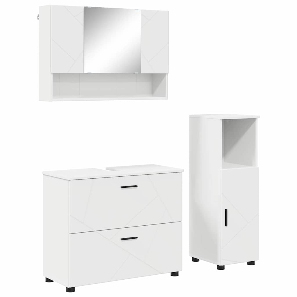 Badkamermeubelset met lade 3 pcs Wit Bewerkt hout en metaal is nu te koop bij PeponiXL, paradijselijk wonen!