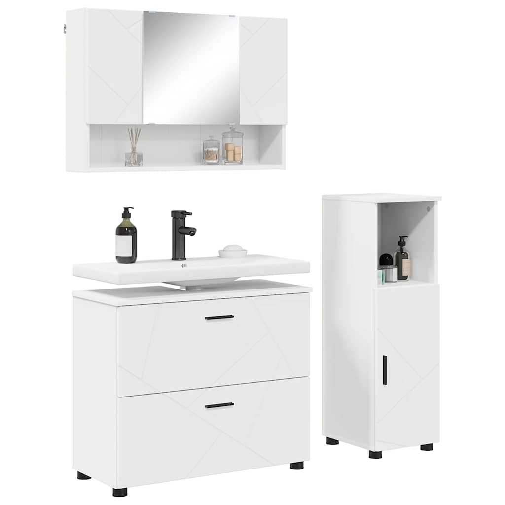 Badkamermeubelset met lade 3 pcs Wit Bewerkt hout en metaal is nu te koop bij PeponiXL, paradijselijk wonen!