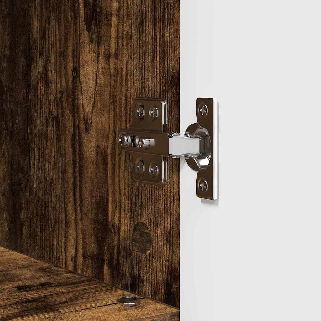 Badkamermeubelset 3 pcs Gerookt eiken Bewerkt hout en metaal is nu te koop bij PeponiXL, paradijselijk wonen!