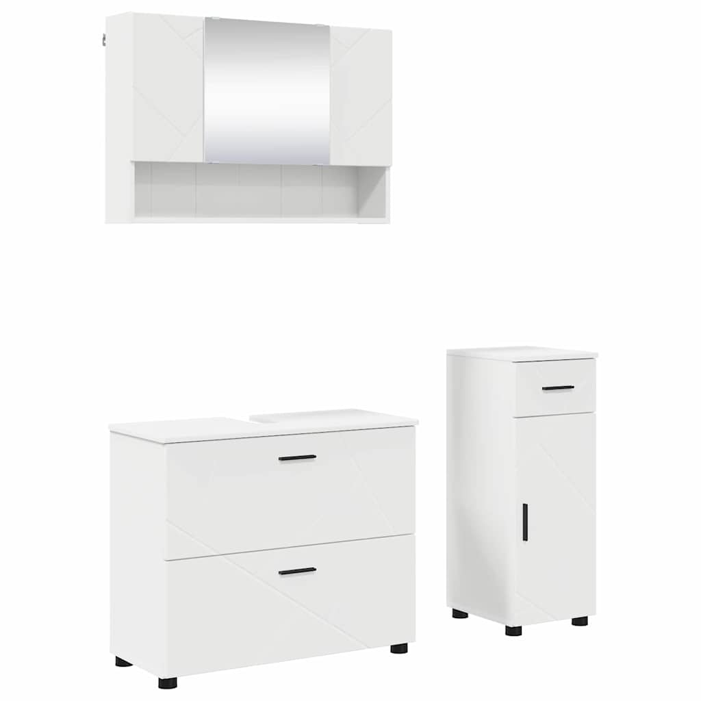 Badkamermeubelset met lade 3 pcs Wit Geperst Hout en Metaal is nu te koop bij PeponiXL, paradijselijk wonen!