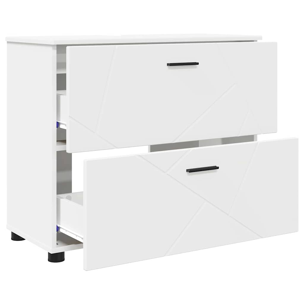 Badkamermeubelset met lade 3 pcs Wit Geperst Hout en Metaal is nu te koop bij PeponiXL, paradijselijk wonen!