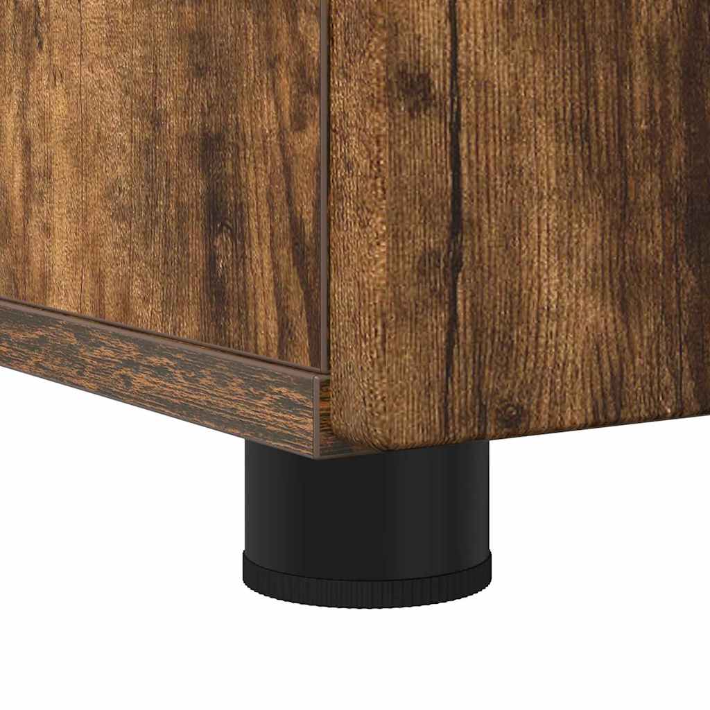 Badkamermeubelset 3 pcs Gerookt eiken Geperst Hout en Metaal is nu te koop bij PeponiXL, paradijselijk wonen!