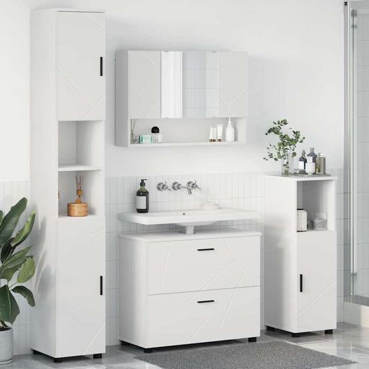 Badkamermeubelset met lade 4 pcs Wit Geperst Hout en Metaal is nu te koop bij PeponiXL, paradijselijk wonen!
