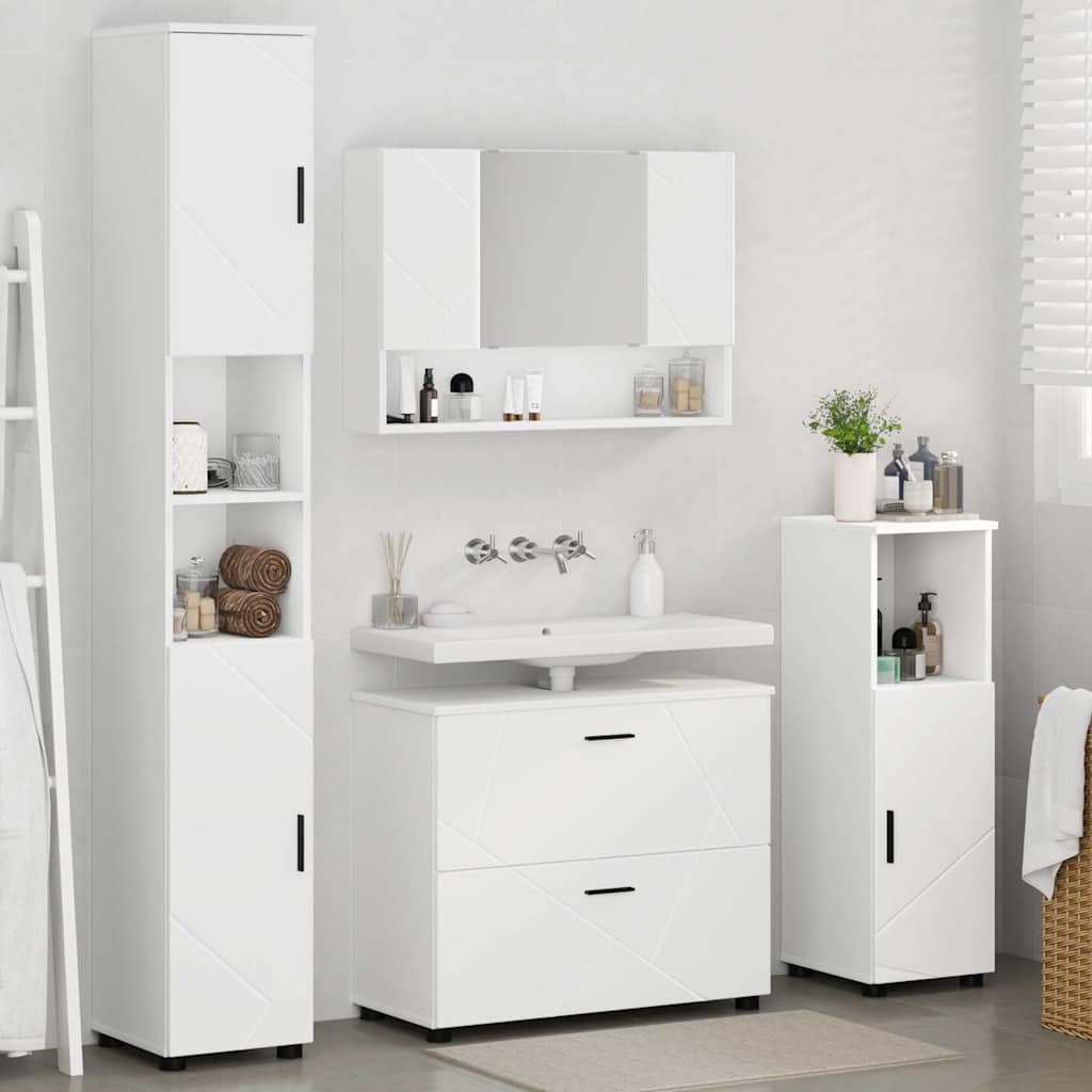Badkamermeubelset met lade 4 pcs Wit Geperst Hout en Metaal is nu te koop bij PeponiXL, paradijselijk wonen!