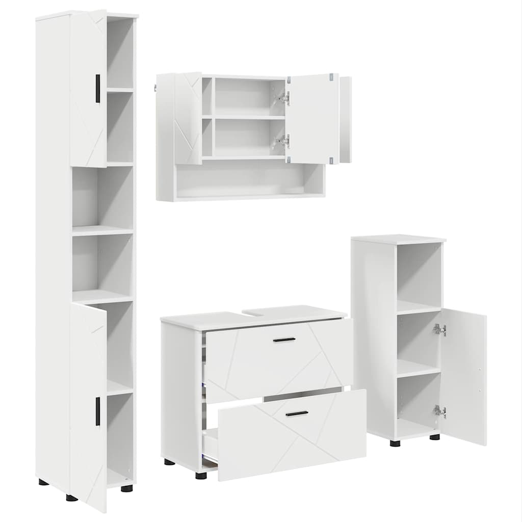 Badkamermeubelset met lade 4 pcs Wit Geperst Hout en Metaal is nu te koop bij PeponiXL, paradijselijk wonen!