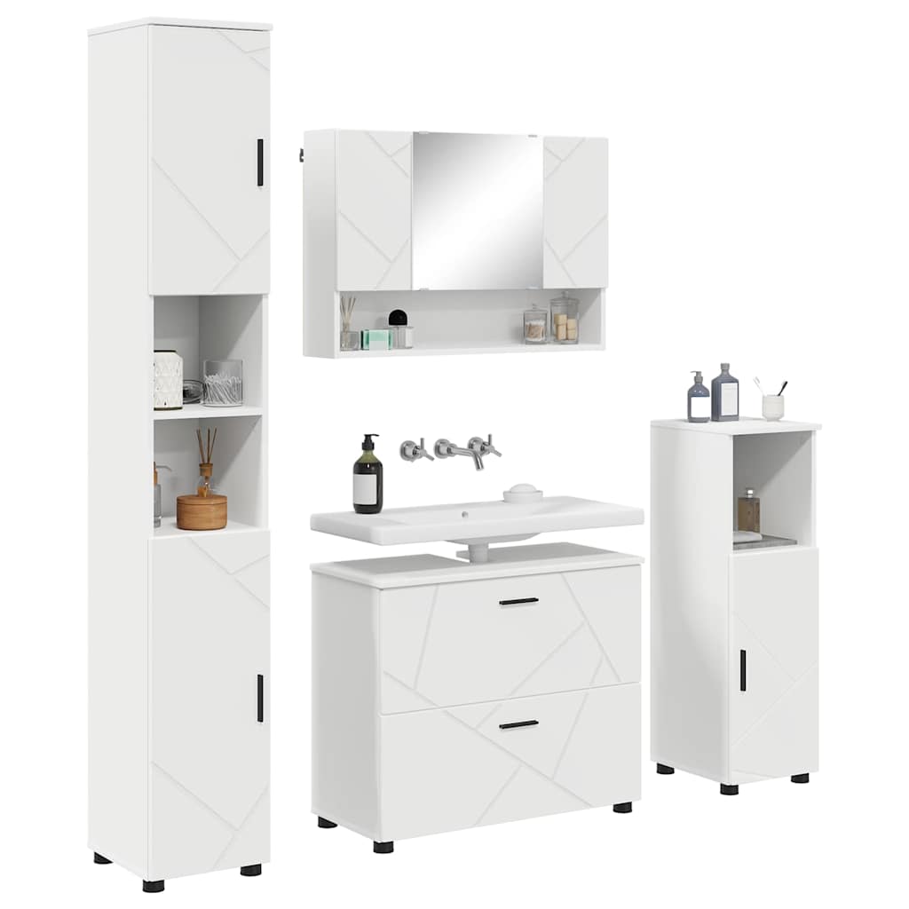 Badkamermeubelset met lade 4 pcs Wit Geperst Hout en Metaal is nu te koop bij PeponiXL, paradijselijk wonen!