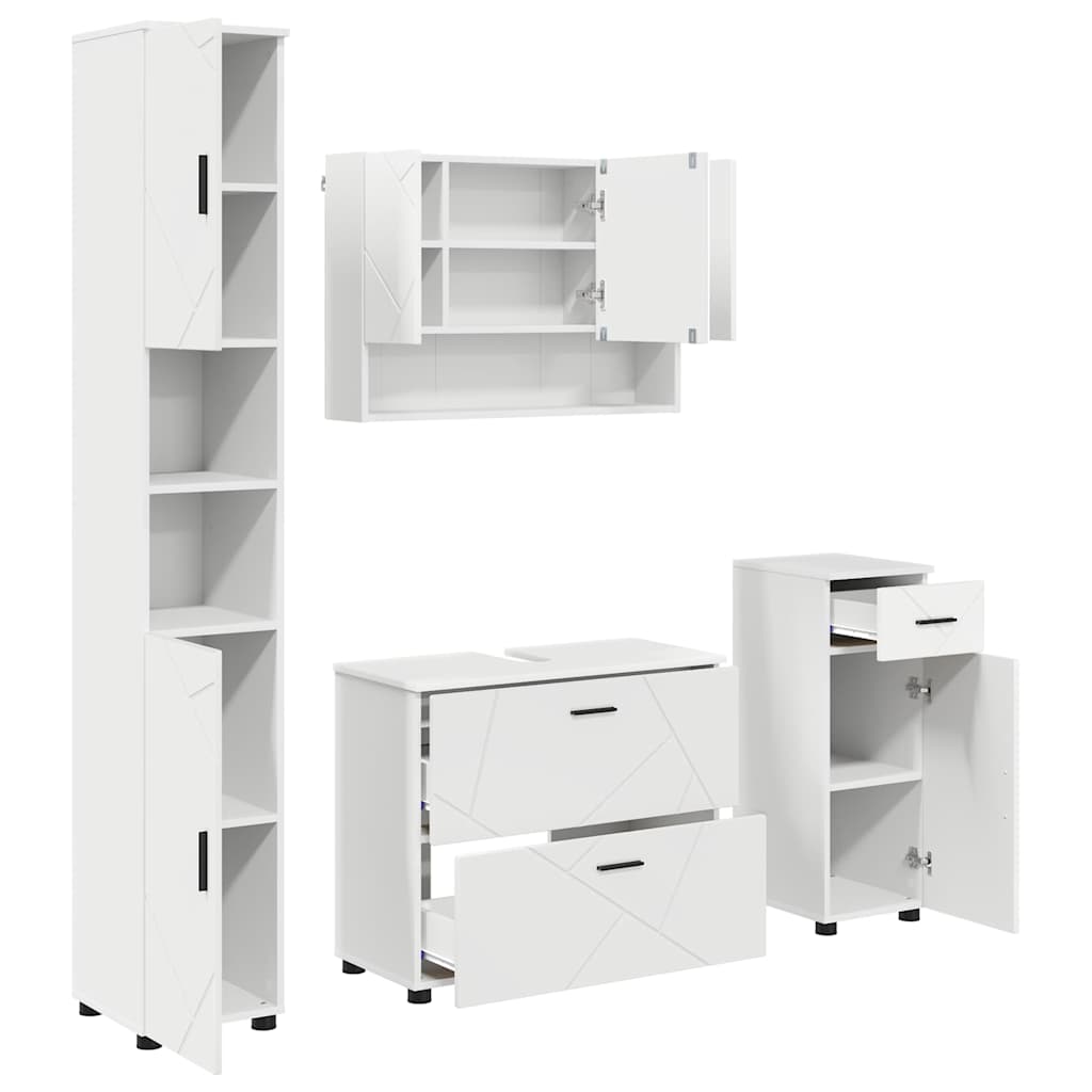 Badkamermeubelset met lade 4 pcs Wit Geperst Hout en Metaal is nu te koop bij PeponiXL, paradijselijk wonen!