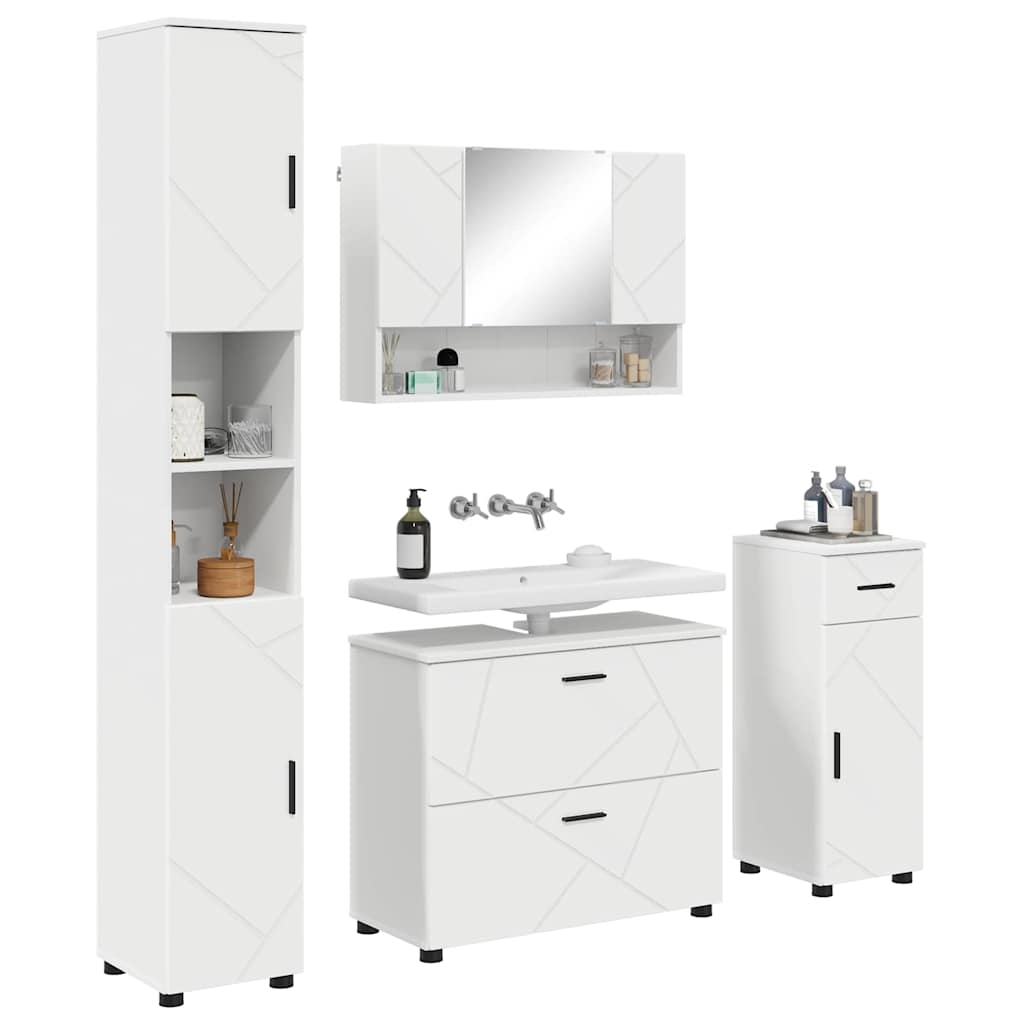 Badkamermeubelset met lade 4 pcs Wit Geperst Hout en Metaal is nu te koop bij PeponiXL, paradijselijk wonen!