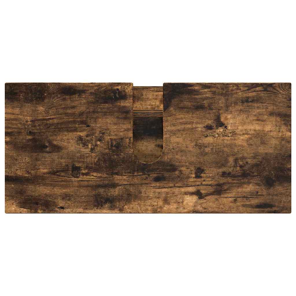 Badkamermeubelset 4 pcs Gerookt eiken Geperst Hout en Metaal is nu te koop bij PeponiXL, paradijselijk wonen!