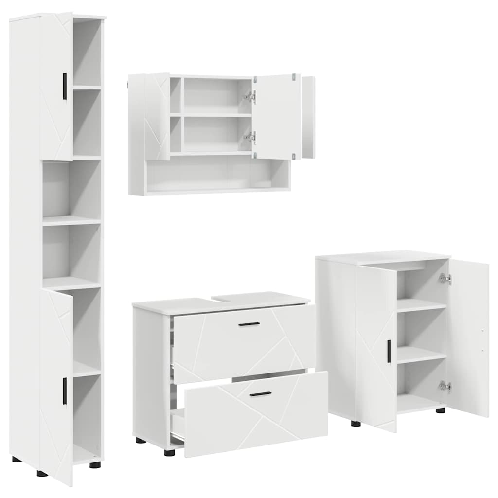 Badkamermeubelset met lade 4 pcs Wit Geperst Hout en Metaal is nu te koop bij PeponiXL, paradijselijk wonen!