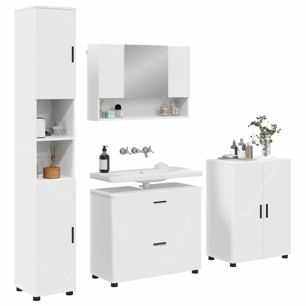 Badkamermeubelset met lade 4 pcs Wit Geperst Hout en Metaal is nu te koop bij PeponiXL, paradijselijk wonen!
