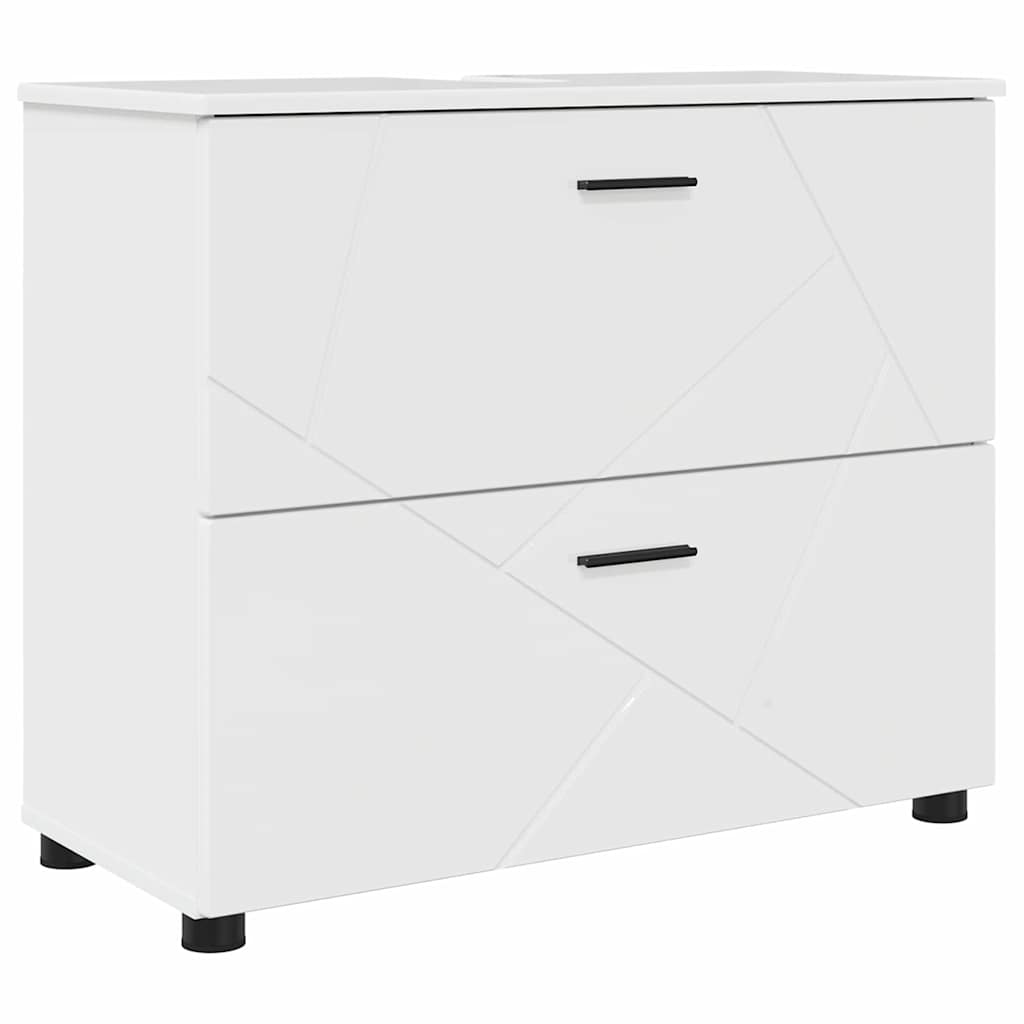 Badkamermeubelset 4 pcs Hoogglans wit Geperst Hout en Metaal is nu te koop bij PeponiXL, paradijselijk wonen!
