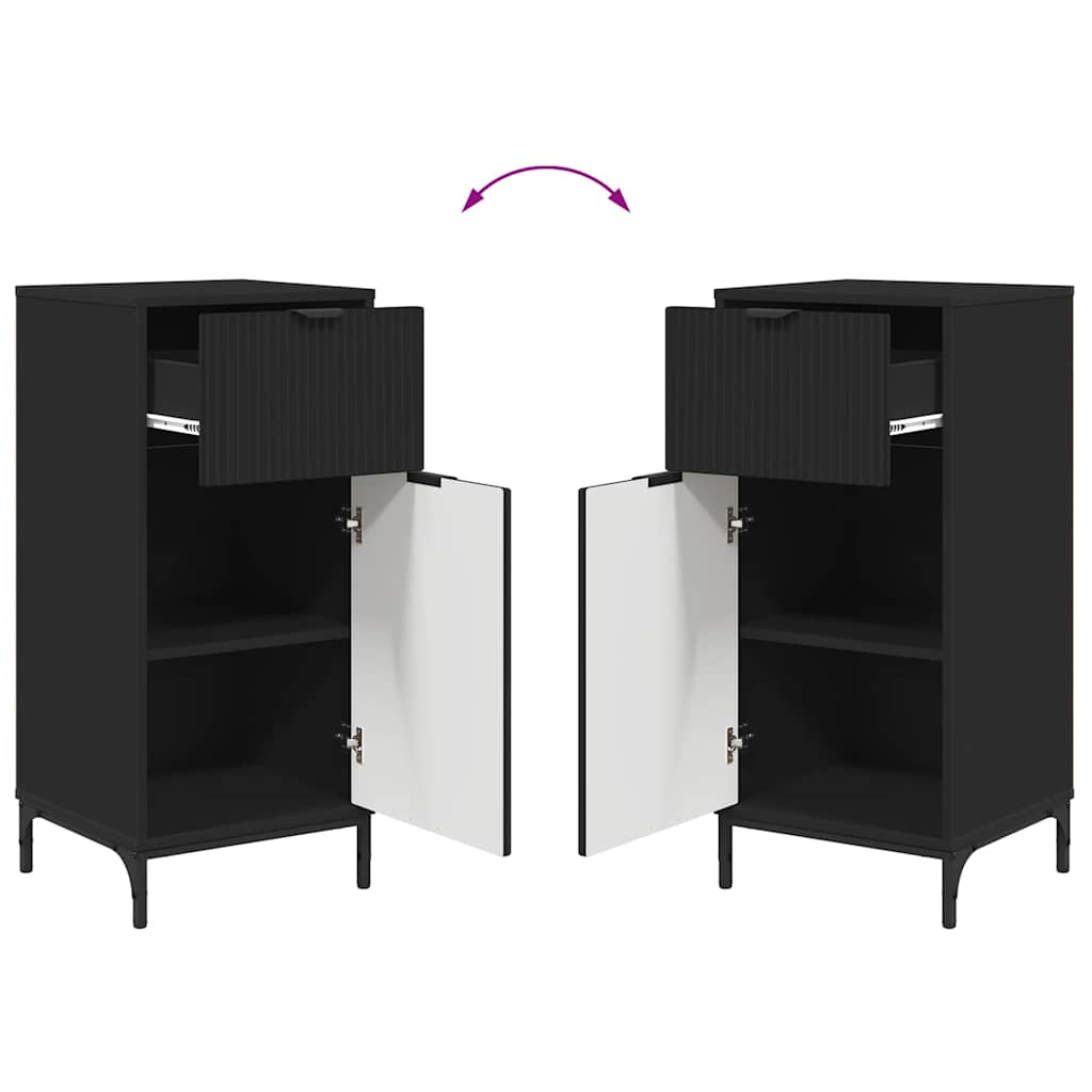 Badkamermeubelset met lade 2 pcs Zwart Geperst Hout en Metaal is nu te koop bij PeponiXL, paradijselijk wonen!