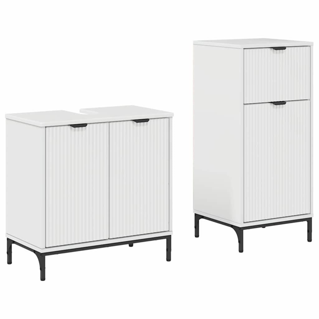 Badkamermeubelset 2 pcs Hoogglans wit Geperst Hout en Metaal is nu te koop bij PeponiXL, paradijselijk wonen!