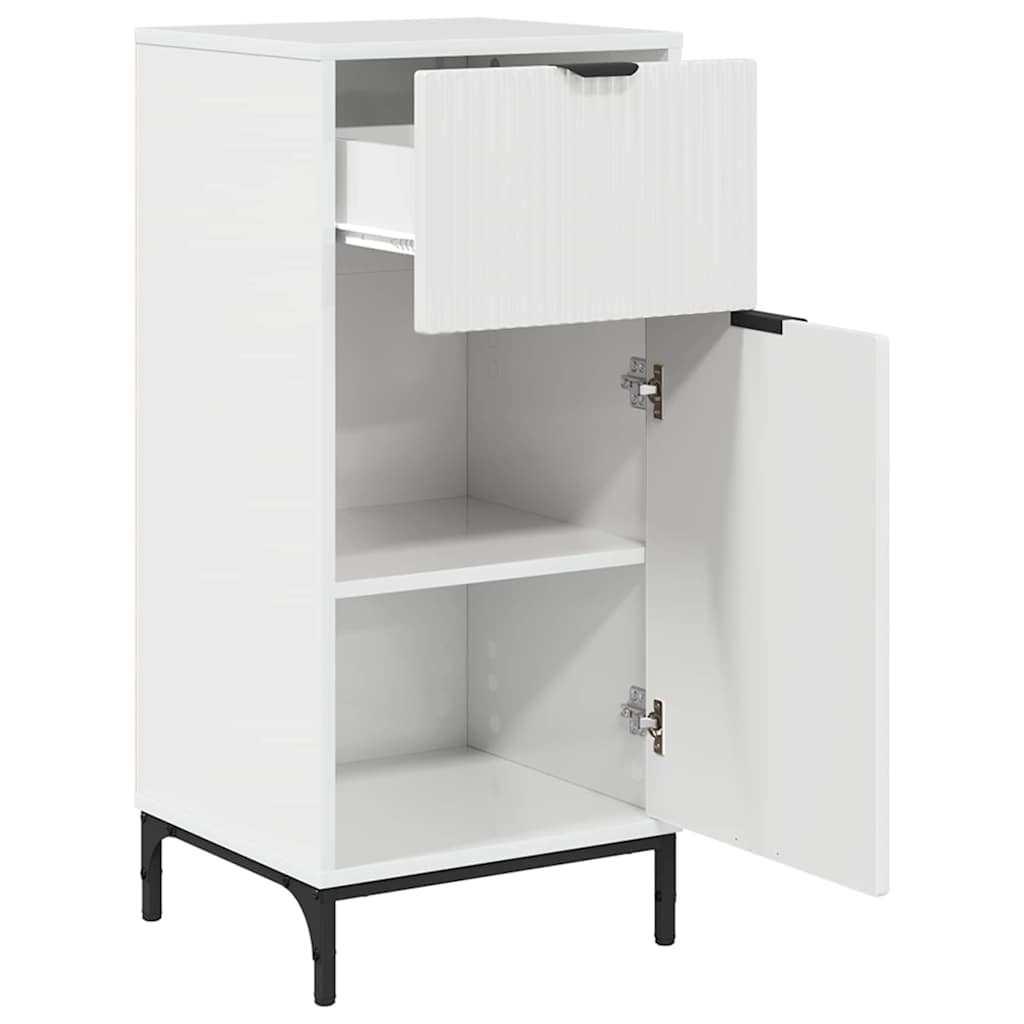 Badkamermeubelset 2 pcs Hoogglans wit Geperst Hout en Metaal is nu te koop bij PeponiXL, paradijselijk wonen!