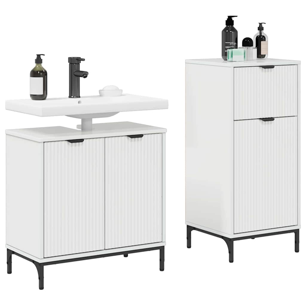 Badkamermeubelset 2 pcs Hoogglans wit Geperst Hout en Metaal is nu te koop bij PeponiXL, paradijselijk wonen!