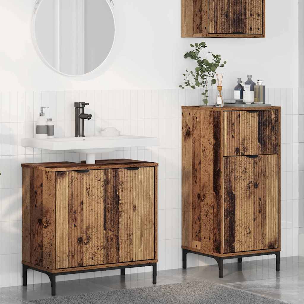 Badkamermeubelset 2 pcs Oud Hout Geperst Hout en Metaal is nu te koop bij PeponiXL, paradijselijk wonen!