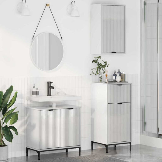 Badkamermeubelset met lade 3 pcs Hoogglans wit Bewerkt hout is nu te koop bij PeponiXL, paradijselijk wonen!