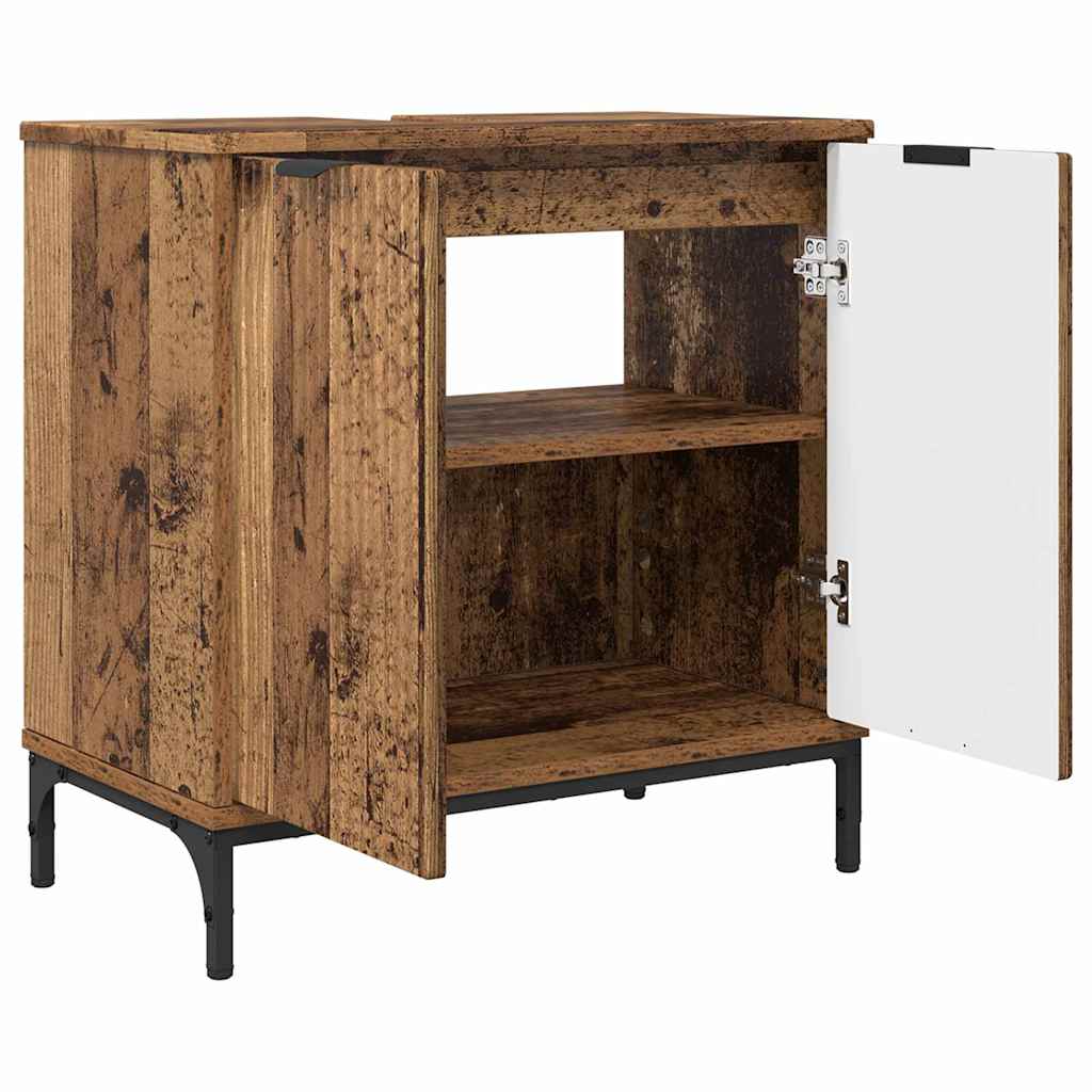 Badkamermeubelset 3 pcs Oud Hout Geperst Hout en Metaal is nu te koop bij PeponiXL, paradijselijk wonen!