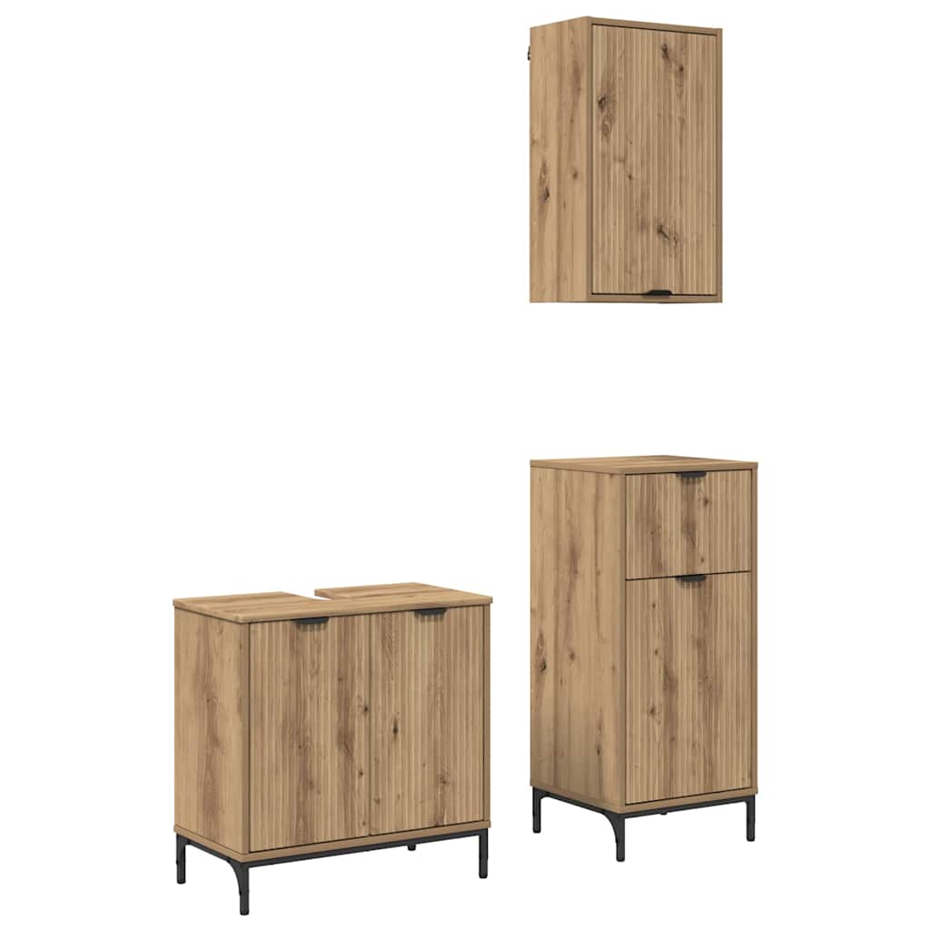 Badkamermeubelset 3 st Artisan Eiken 39,5 x 36 x 88 cm is nu te koop bij PeponiXL, paradijselijk wonen!