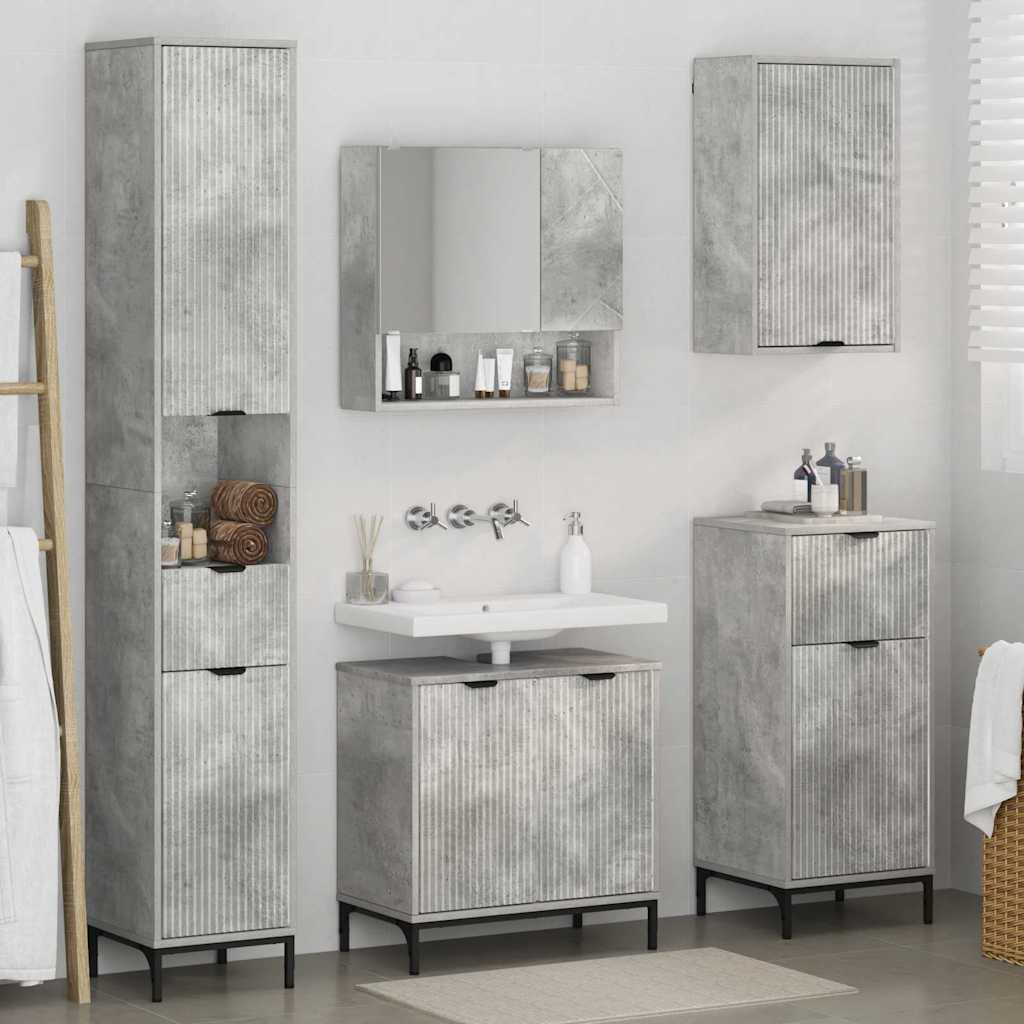 Badkamermeubelset met lade Beton Grijs Engineered hout, Metaal is nu te koop bij PeponiXL, paradijselijk wonen!