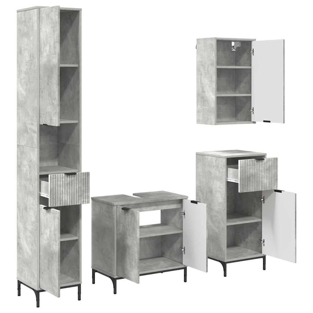 Badkamermeubelset met lade Beton Grijs Engineered hout, Metaal is nu te koop bij PeponiXL, paradijselijk wonen!