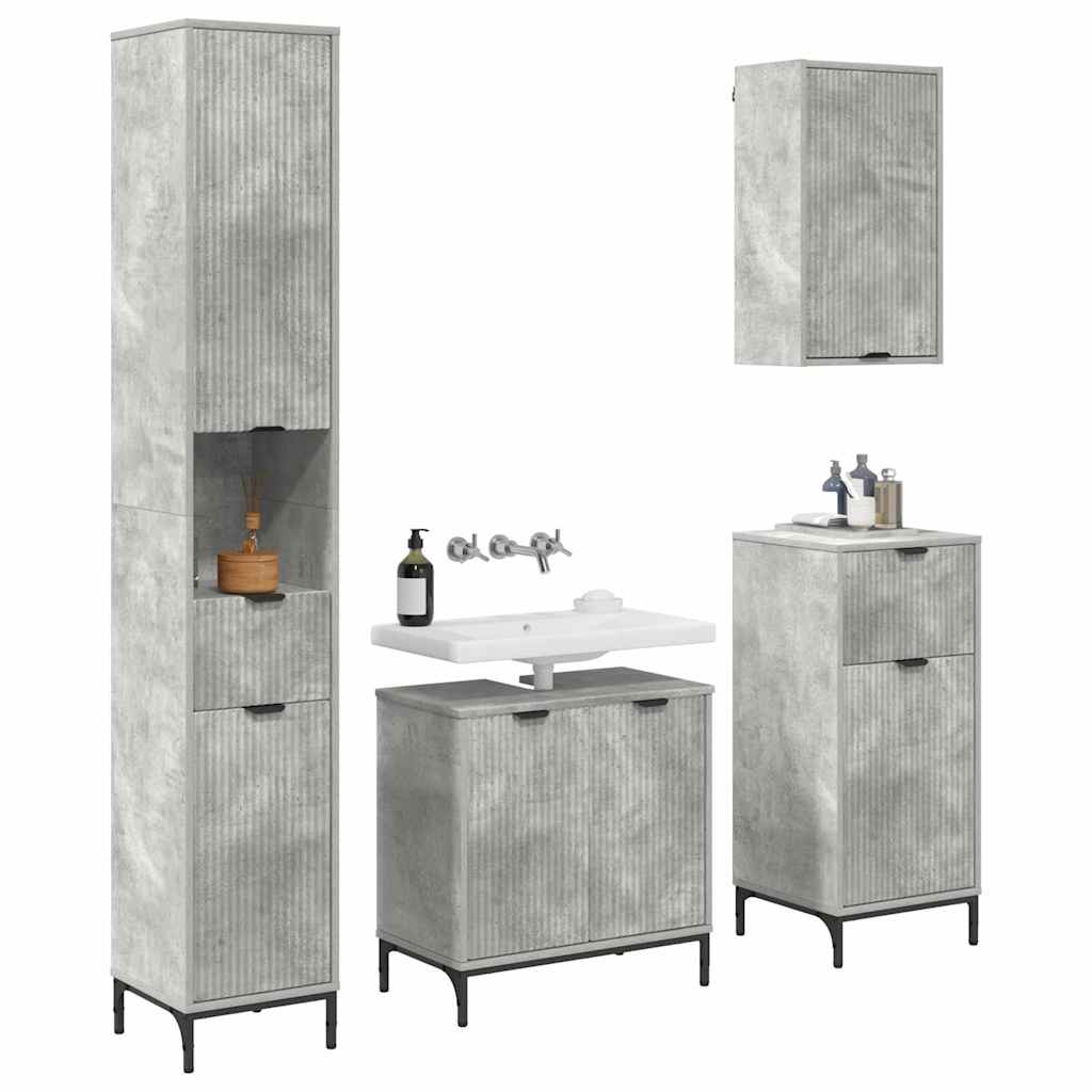 Badkamermeubelset met lade Beton Grijs Engineered hout, Metaal is nu te koop bij PeponiXL, paradijselijk wonen!