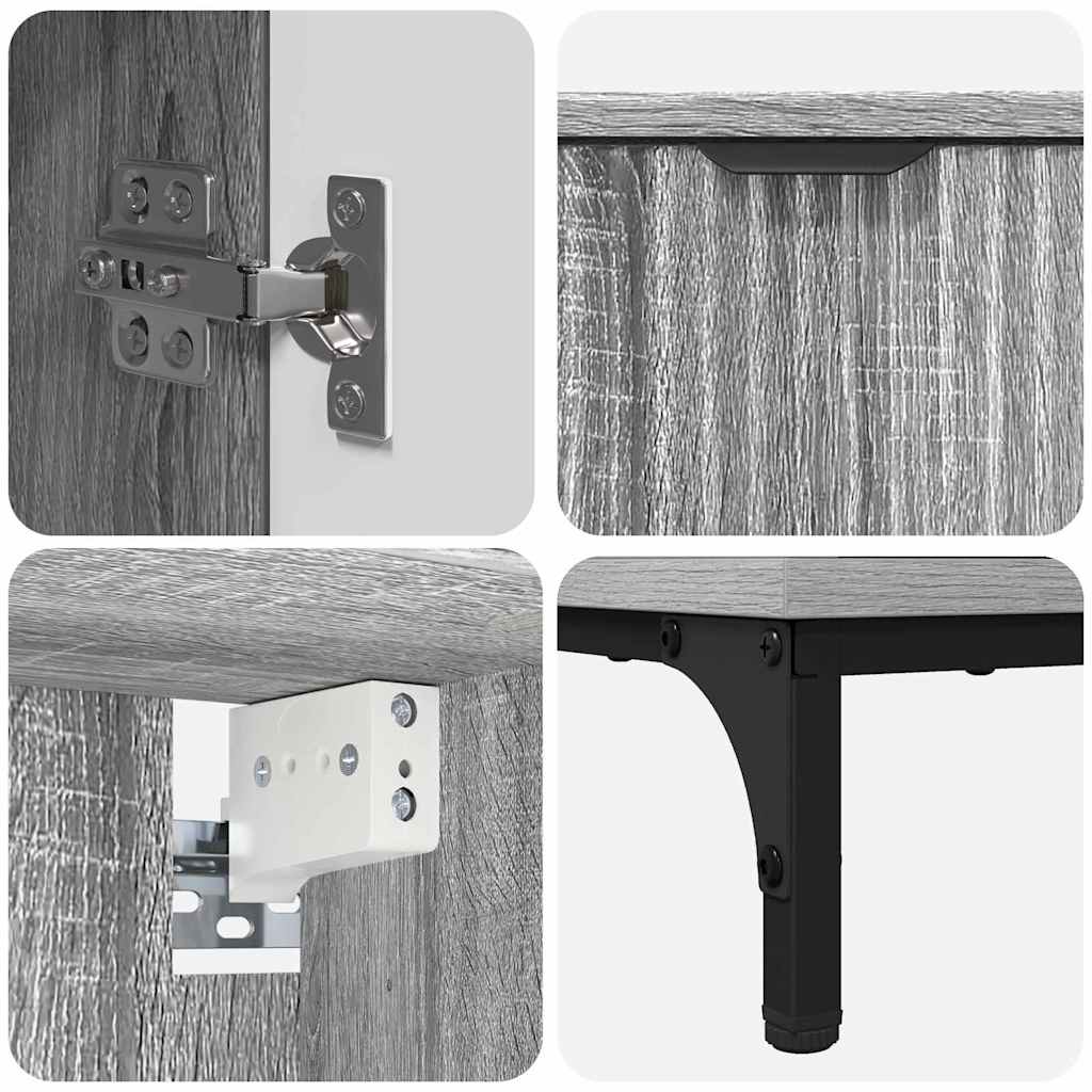 Badkamermeubelset met lade Grijs Sonoma Engineered hout, Metaal is nu te koop bij PeponiXL, paradijselijk wonen!
