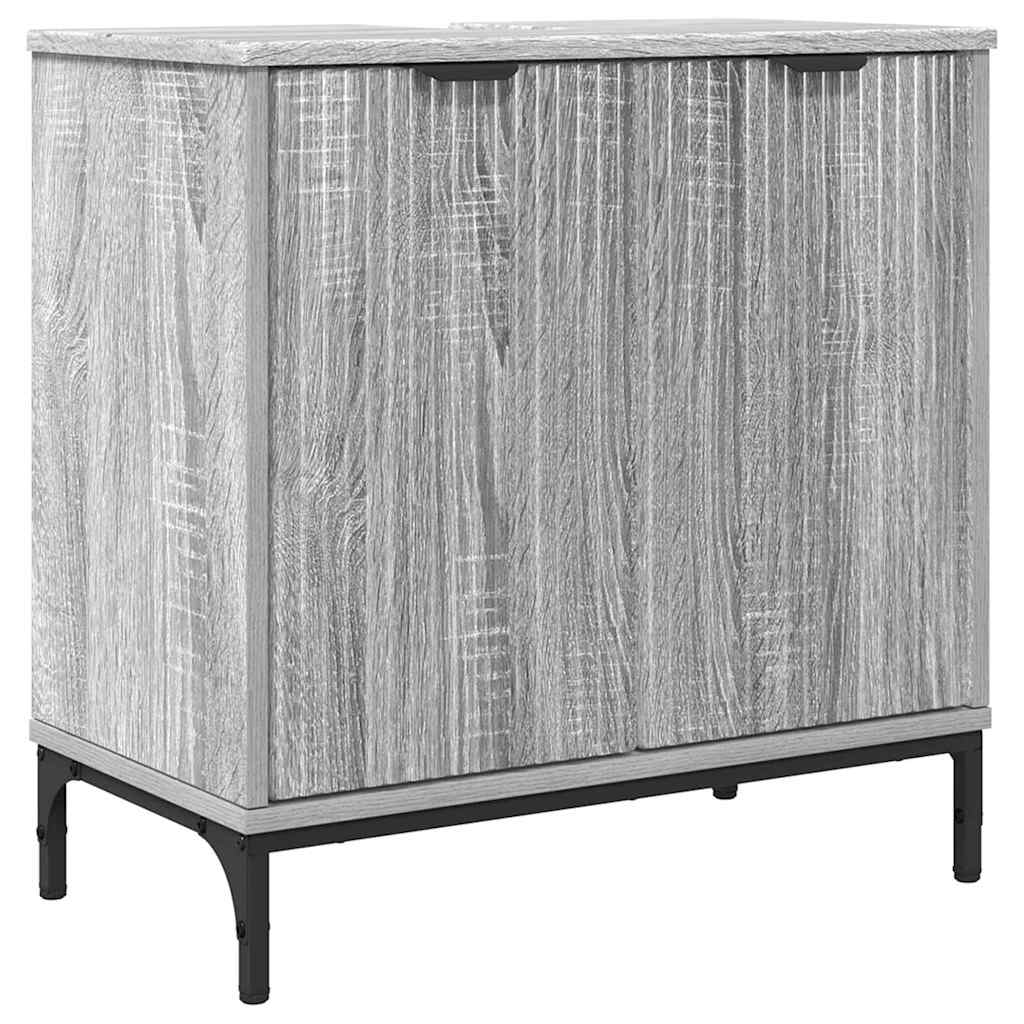 Badkamermeubelset met lade Grijs Sonoma Engineered hout, Metaal is nu te koop bij PeponiXL, paradijselijk wonen!