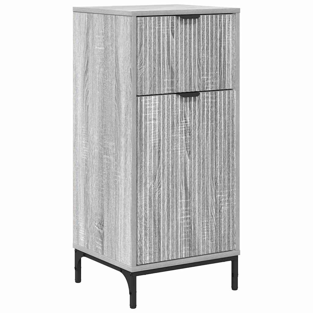 Badkamermeubelset met lade Grijs Sonoma Engineered hout, Metaal is nu te koop bij PeponiXL, paradijselijk wonen!