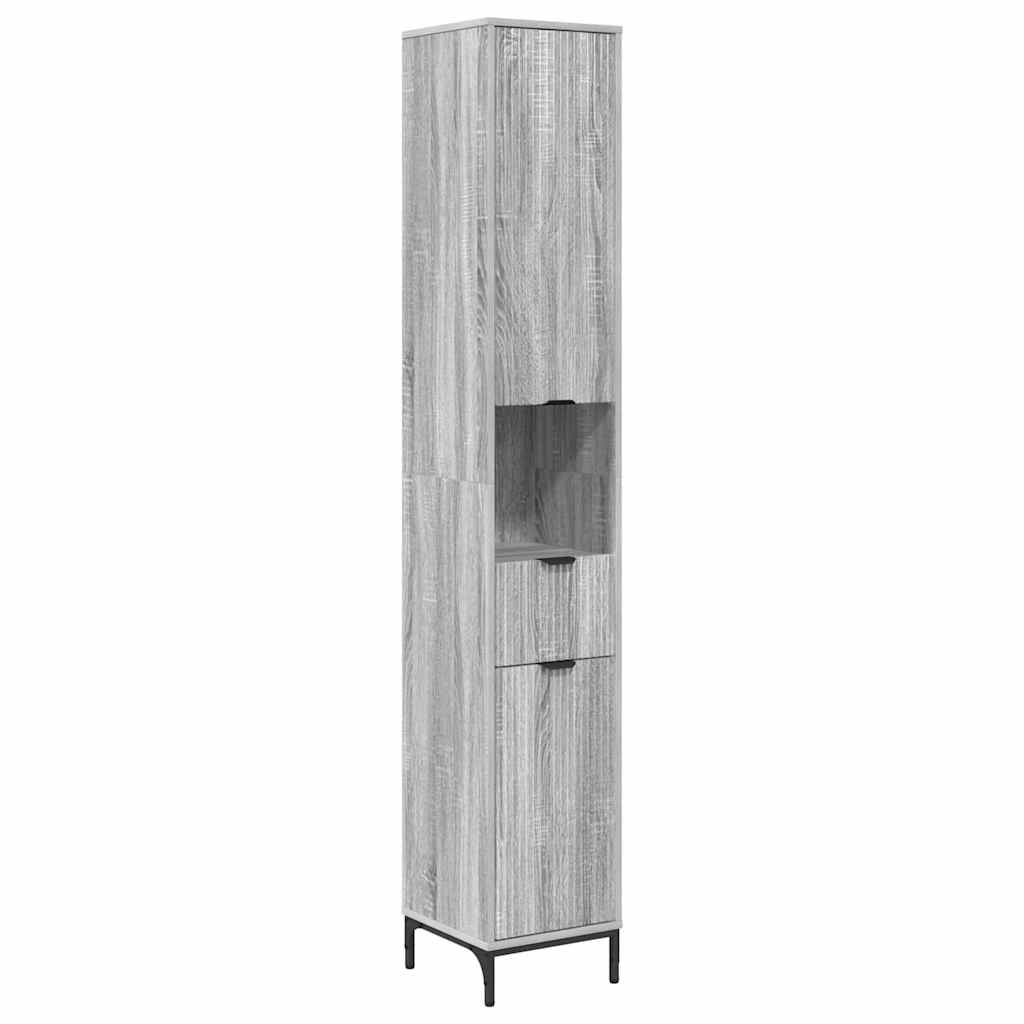 Badkamermeubelset met lade Grijs Sonoma Engineered hout, Metaal is nu te koop bij PeponiXL, paradijselijk wonen!