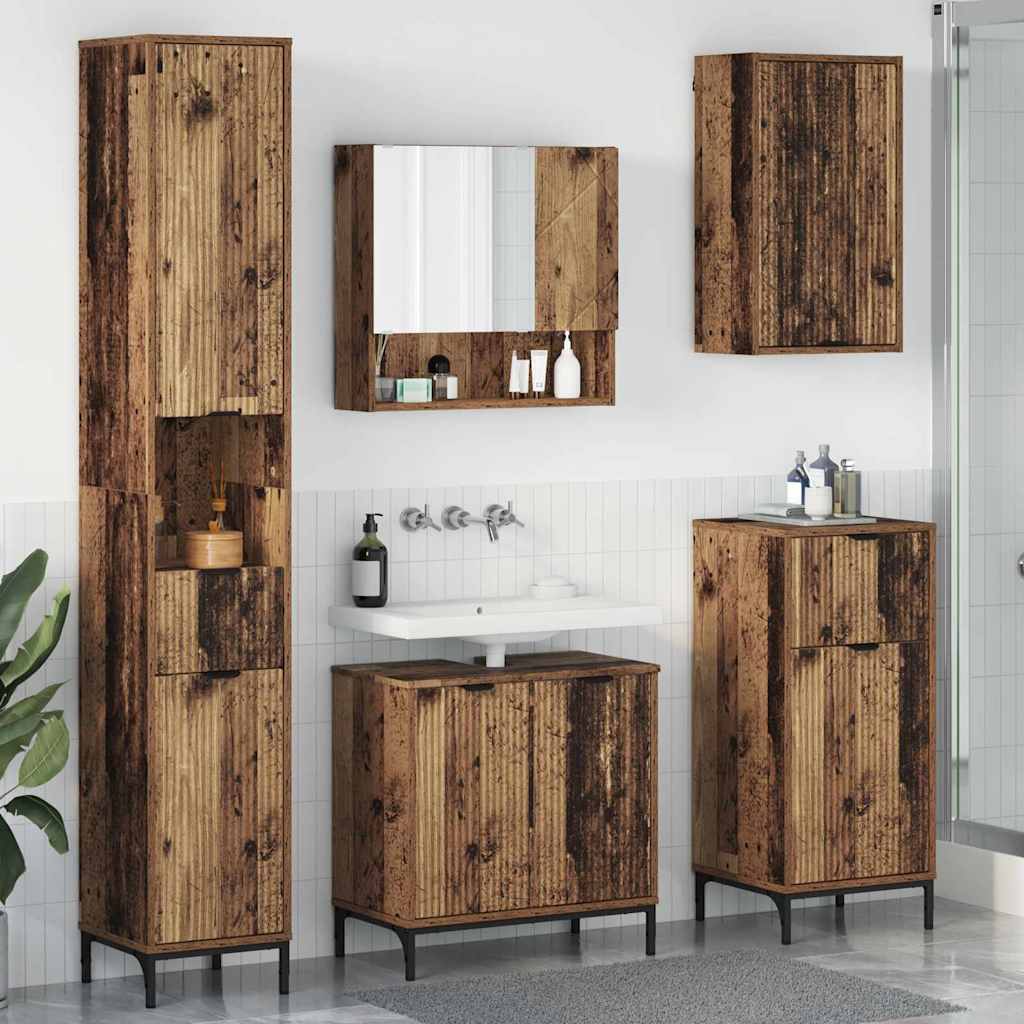 Badkamermeubelset met lade Oud Hout Engineered hout, Metaal is nu te koop bij PeponiXL, paradijselijk wonen!