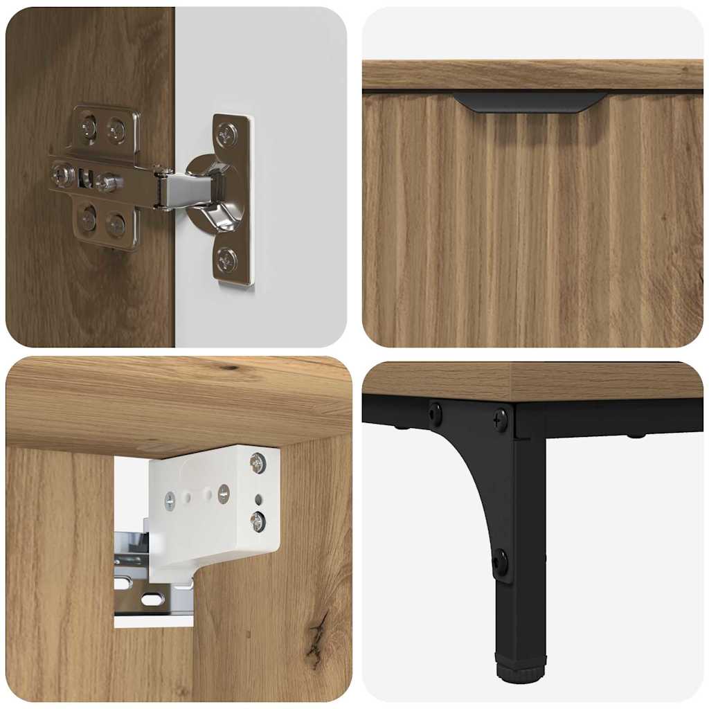 Badkamermeubelset 4 st Artisan Eiken Engineered hout, Metaal is nu te koop bij PeponiXL, paradijselijk wonen!