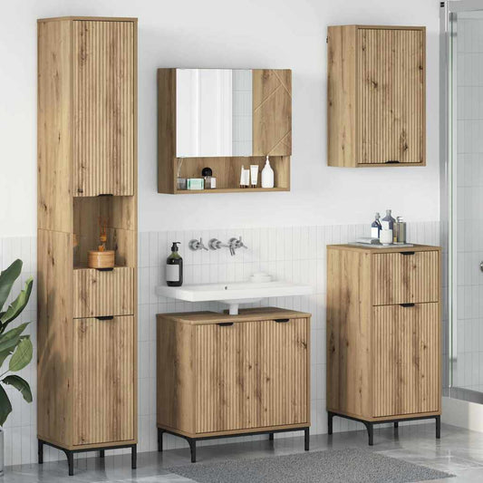 Badkamermeubelset 4 st Artisan Eiken Engineered hout, Metaal is nu te koop bij PeponiXL, paradijselijk wonen!