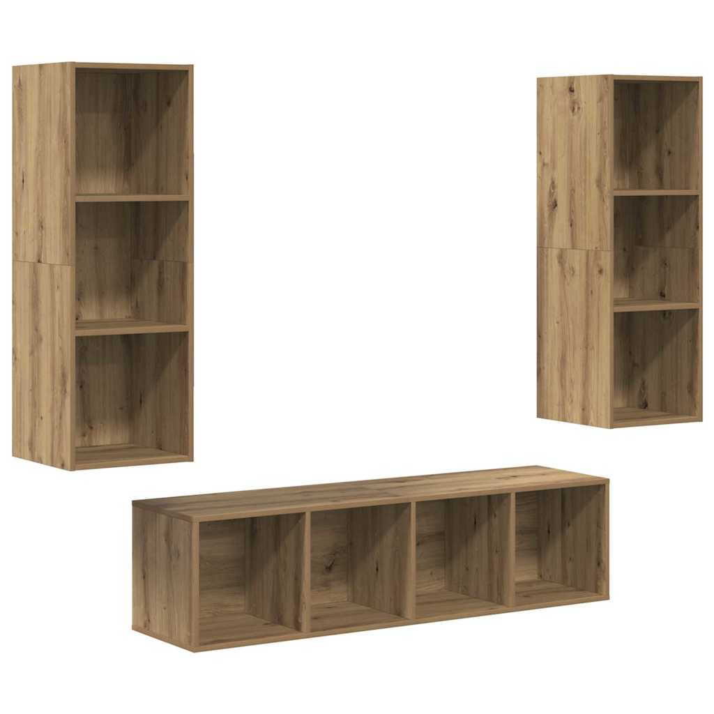Tv-meubelset Wandgemonteerd 3 pcs Artisan Eiken Bewerkt hout is nu te koop bij PeponiXL, paradijselijk wonen!