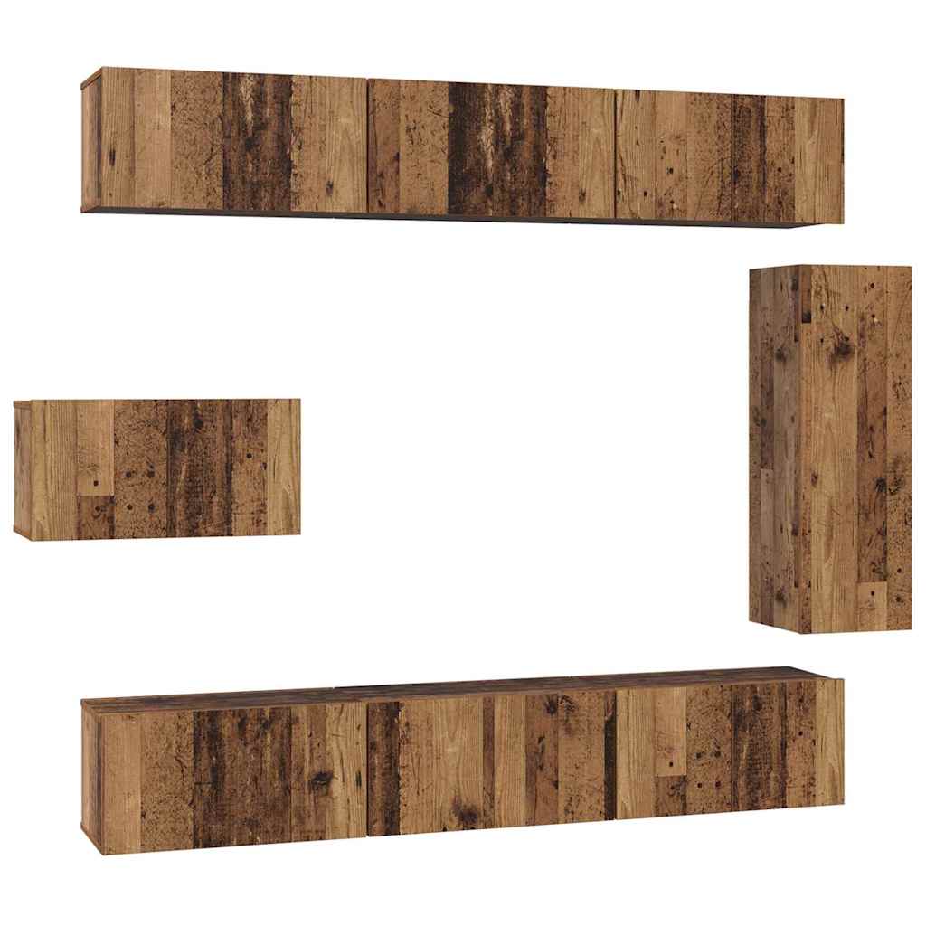 Tv-meubelset Wandgemonteerd 8 pcs Oud Hout Bewerkt hout is nu te koop bij PeponiXL, paradijselijk wonen!