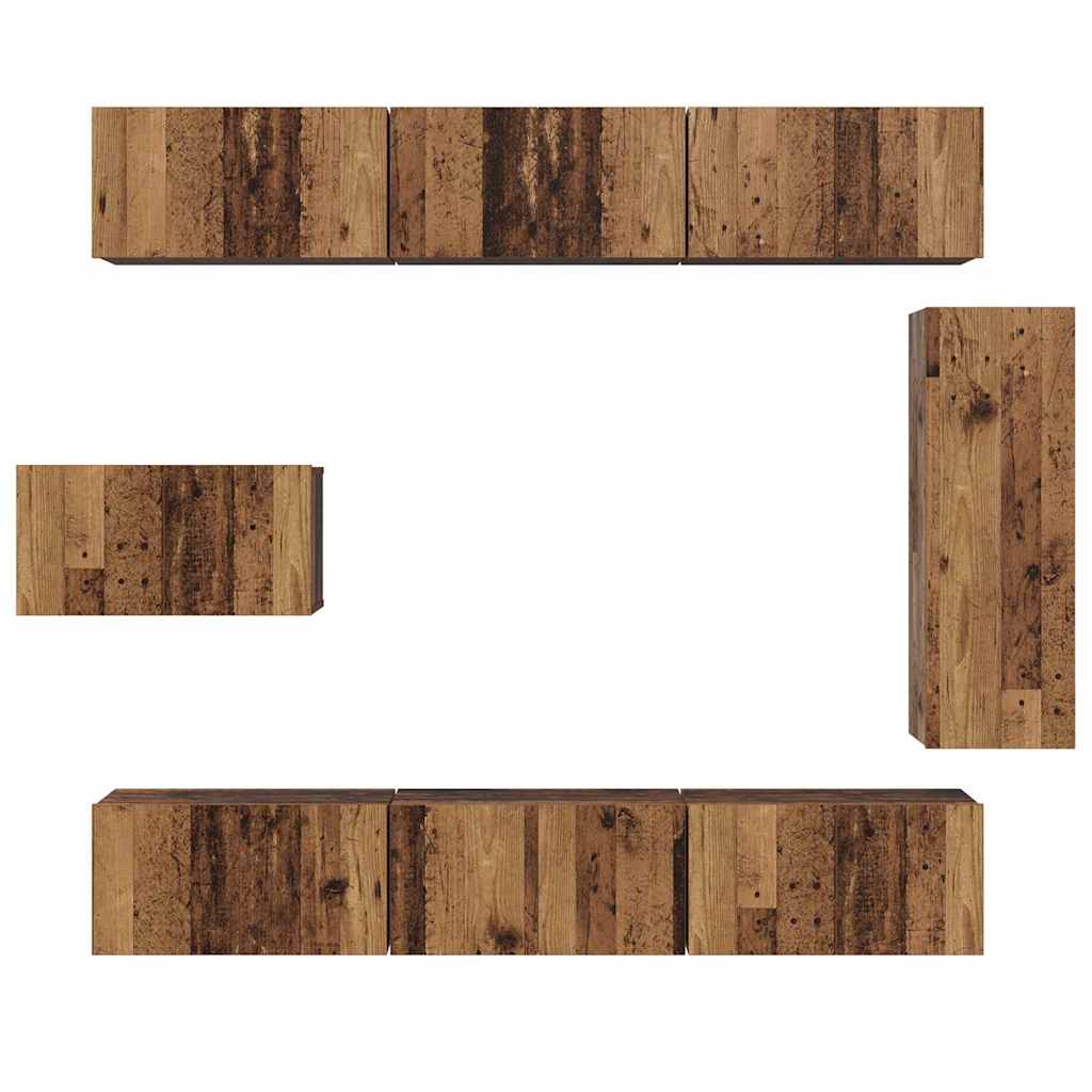 Tv-meubelset Wandgemonteerd 8 pcs Oud Hout Bewerkt hout is nu te koop bij PeponiXL, paradijselijk wonen!