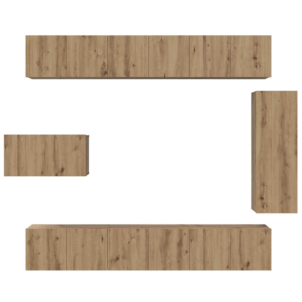 Tv-meubelset Wandgemonteerd 8 pcs Artisan Eiken Bewerkt hout is nu te koop bij PeponiXL, paradijselijk wonen!