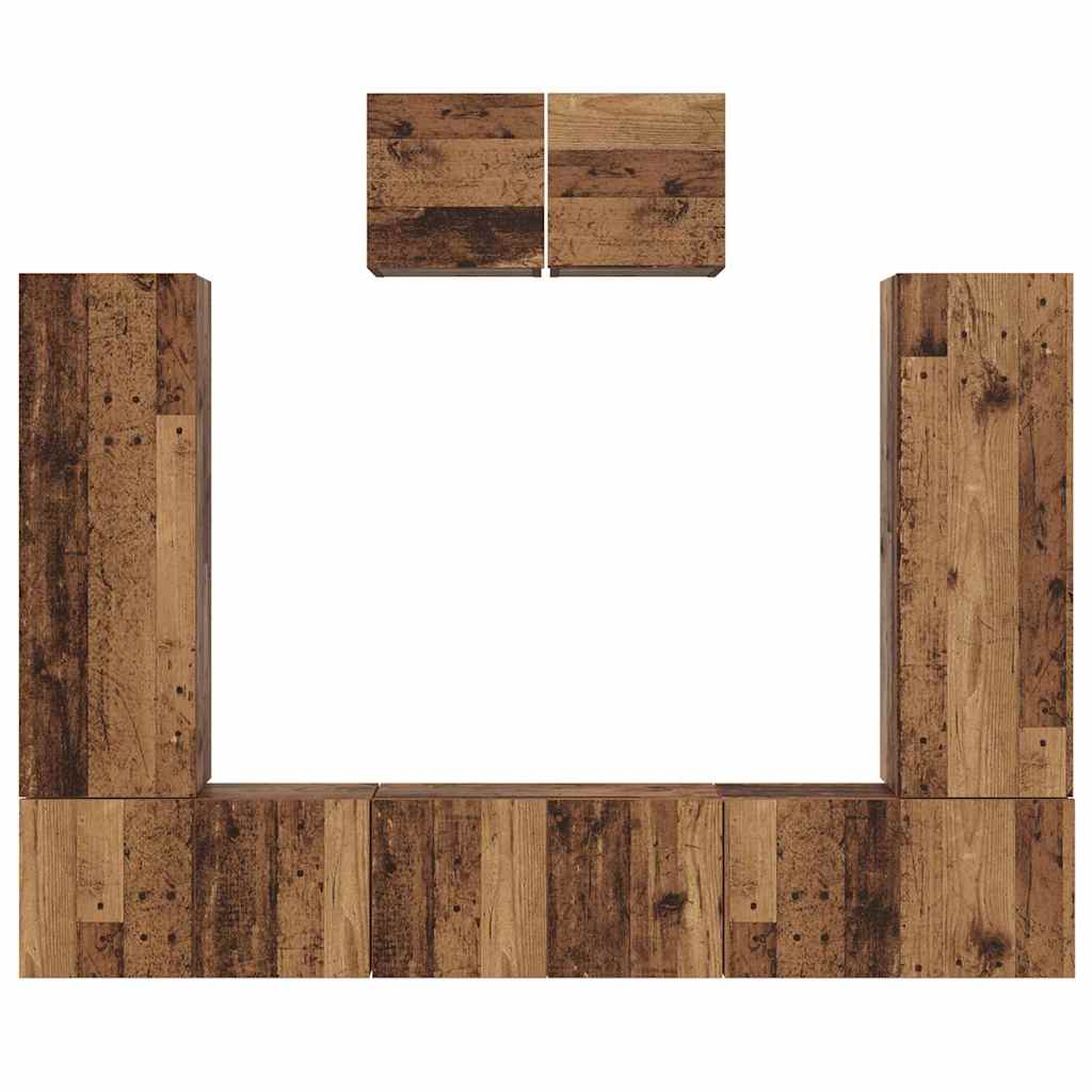 Tv-meubelset Wandgemonteerd 7 pcs Oud Hout Bewerkt hout is nu te koop bij PeponiXL, paradijselijk wonen!