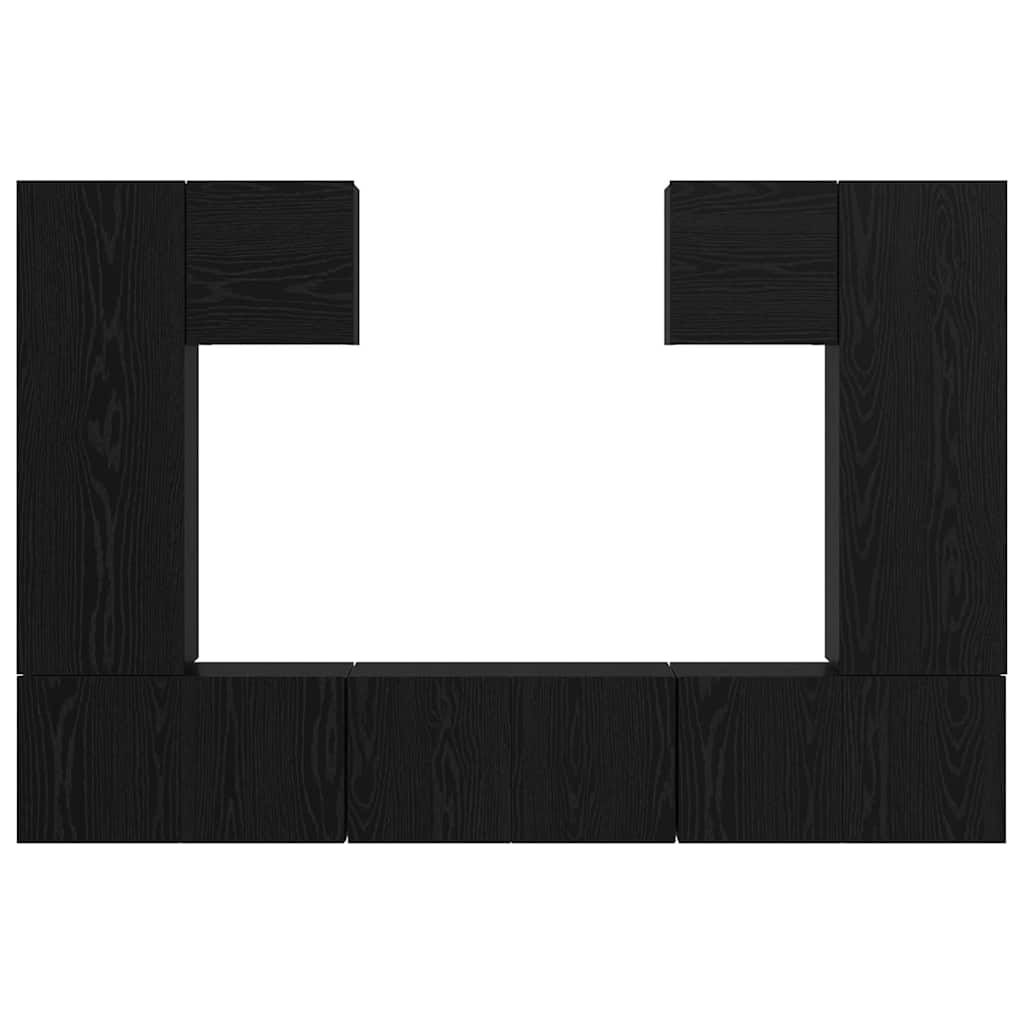 Tv-meubelset Wandgemonteerd 7 pcs Zwart Eiken Bewerkt hout is nu te koop bij PeponiXL, paradijselijk wonen!
