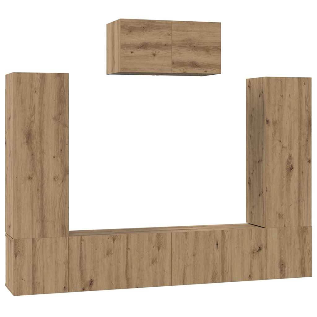 Tv-meubelset Wandgemonteerd 7 pcs Artisan Eiken Bewerkt hout is nu te koop bij PeponiXL, paradijselijk wonen!