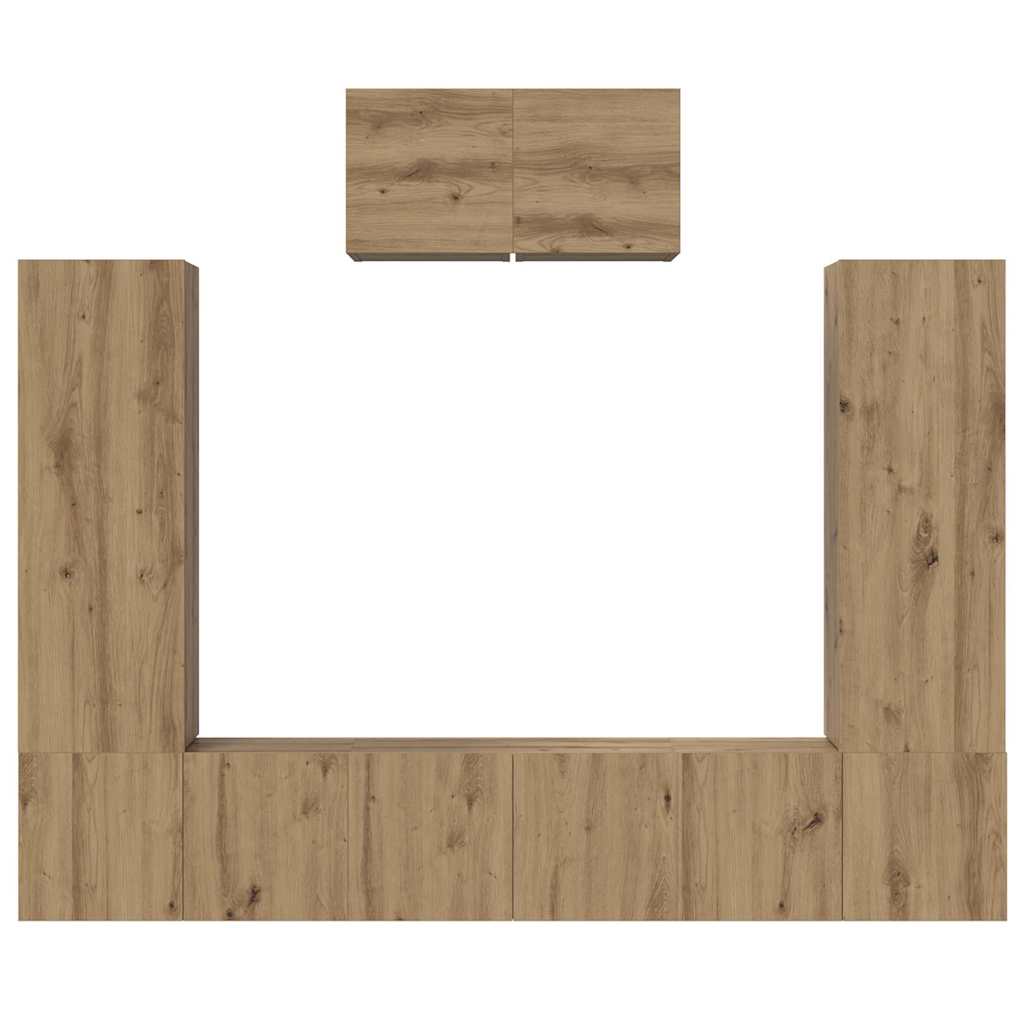 Tv-meubelset Wandgemonteerd 7 pcs Artisan Eiken Bewerkt hout is nu te koop bij PeponiXL, paradijselijk wonen!