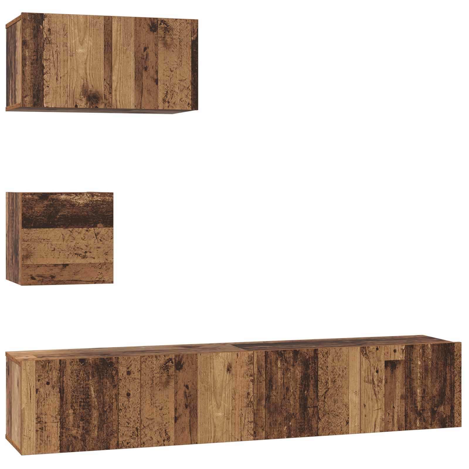 Tv-meubelset Wandgemonteerd 3 pcs Oud Hout Bewerkt hout is nu te koop bij PeponiXL, paradijselijk wonen!